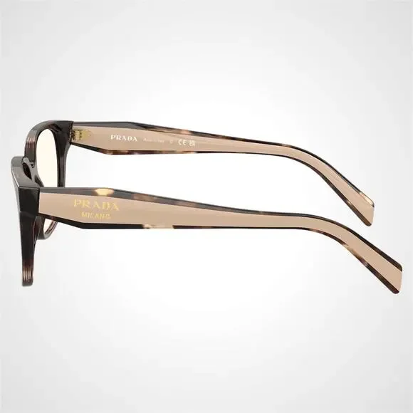 New PRADA Eyeglasses Square Brown Caramel Havana 52-18-140mm